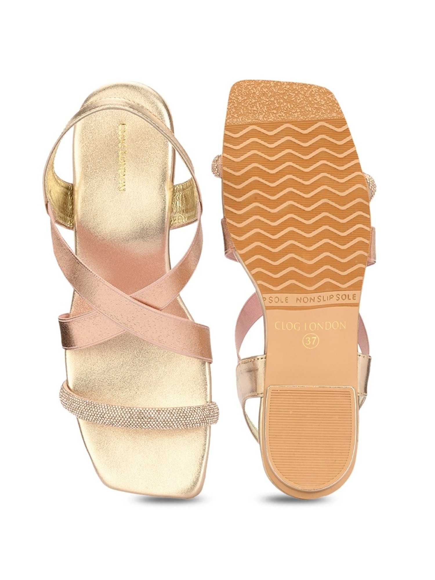 Clog London Women's Rose Gold Sling Back Sandals