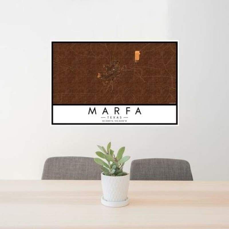 Marfa - Texas Map Print in Ember
