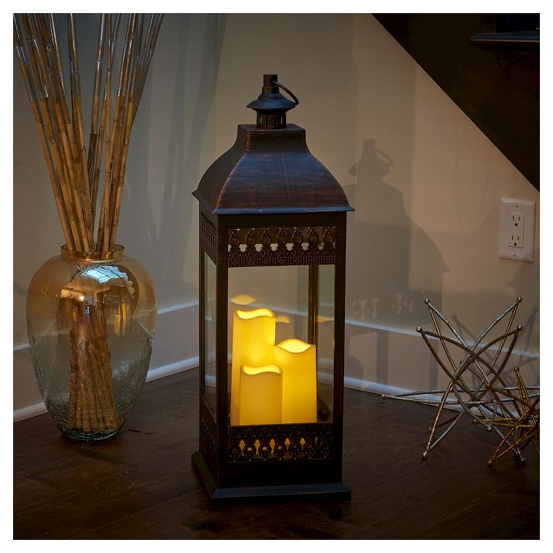 Smart Living San Nicola 28" Triple LED Candle - Brown