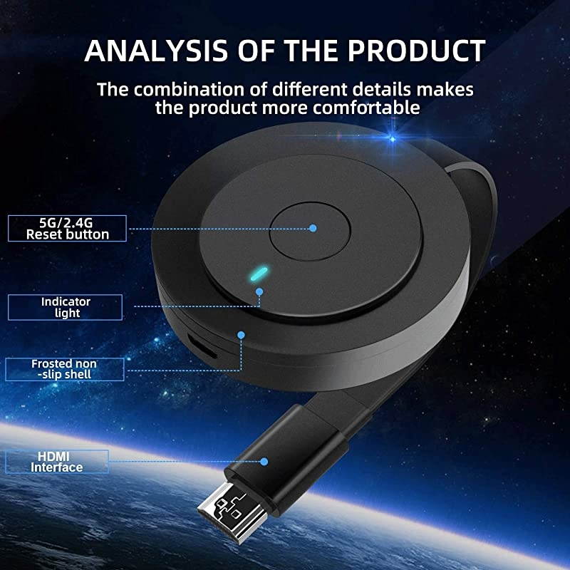 WiFi HDMI Display Dongle 5G24G 4K Wireless WiFi Screen Mirroring Receiver for iPhoneiPadiOSAndroidWindowsPC to HD TVMonitorProjector WiFi Display Adapter Support Miracast Airplay DLNA