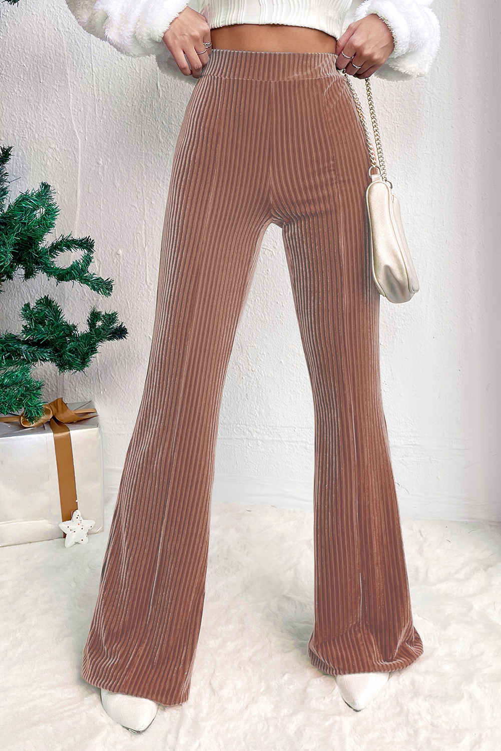 Karen Kane Cropped Wide Leg Linen Blend Striped Pants