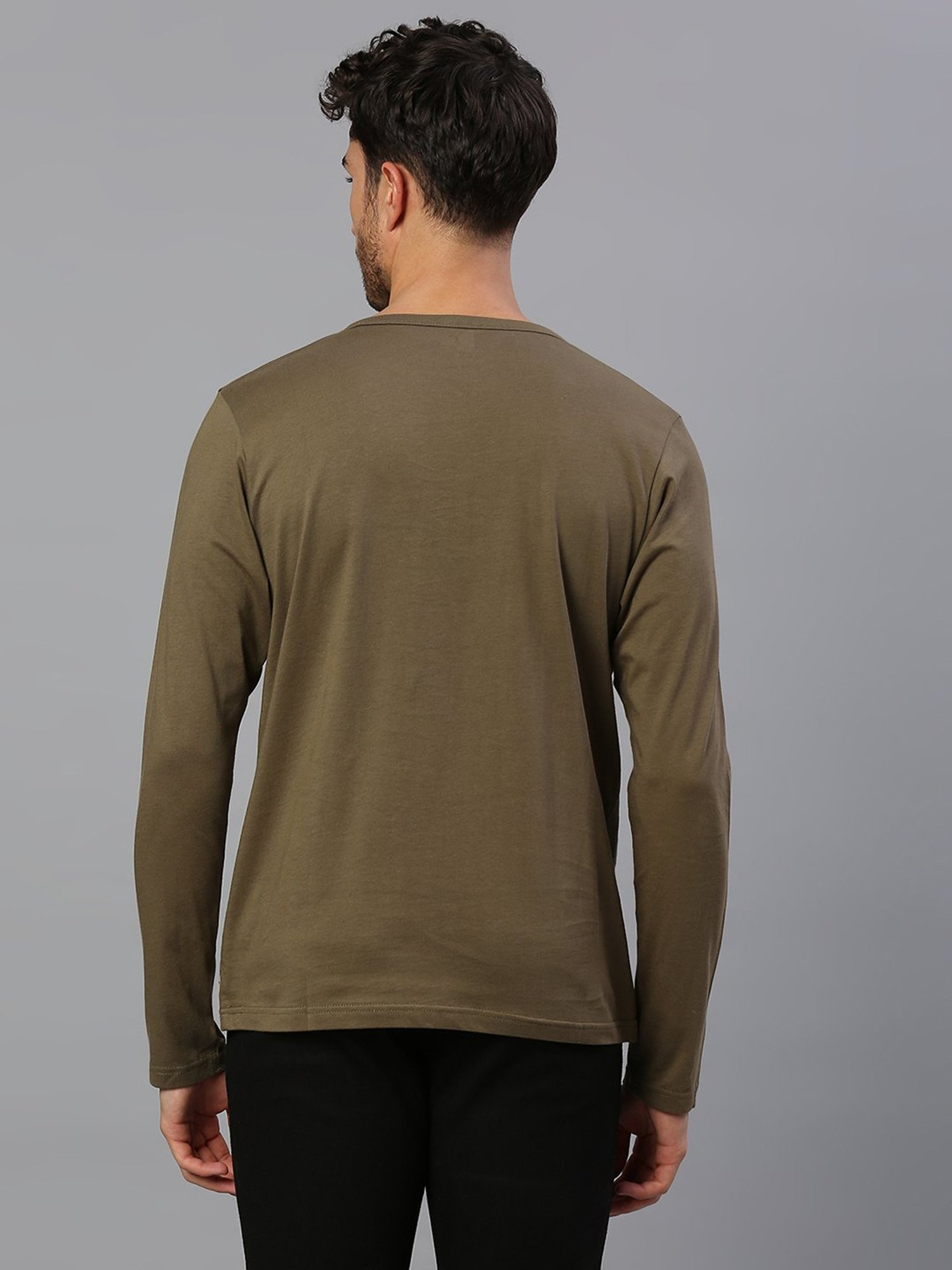 Dennis Lingo Olive Regular Fit Henley T-Shirt