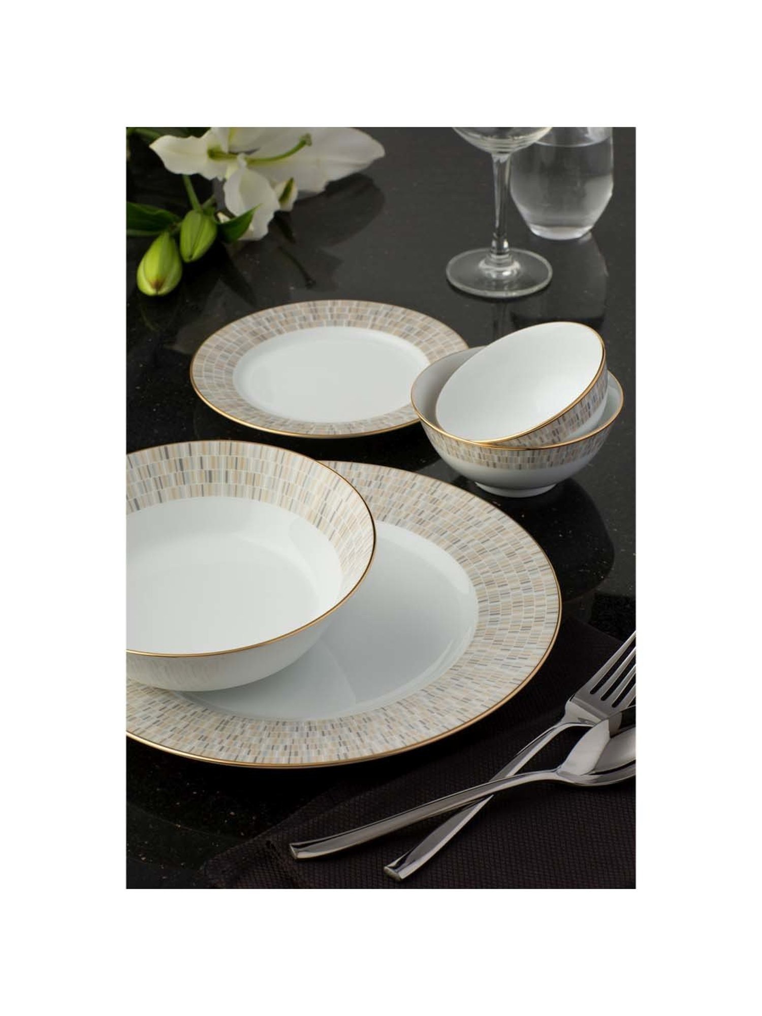 Noritake Ville De Lumiere White & Beige Poreclain Milk Mug (0.37 L) - Set of 2