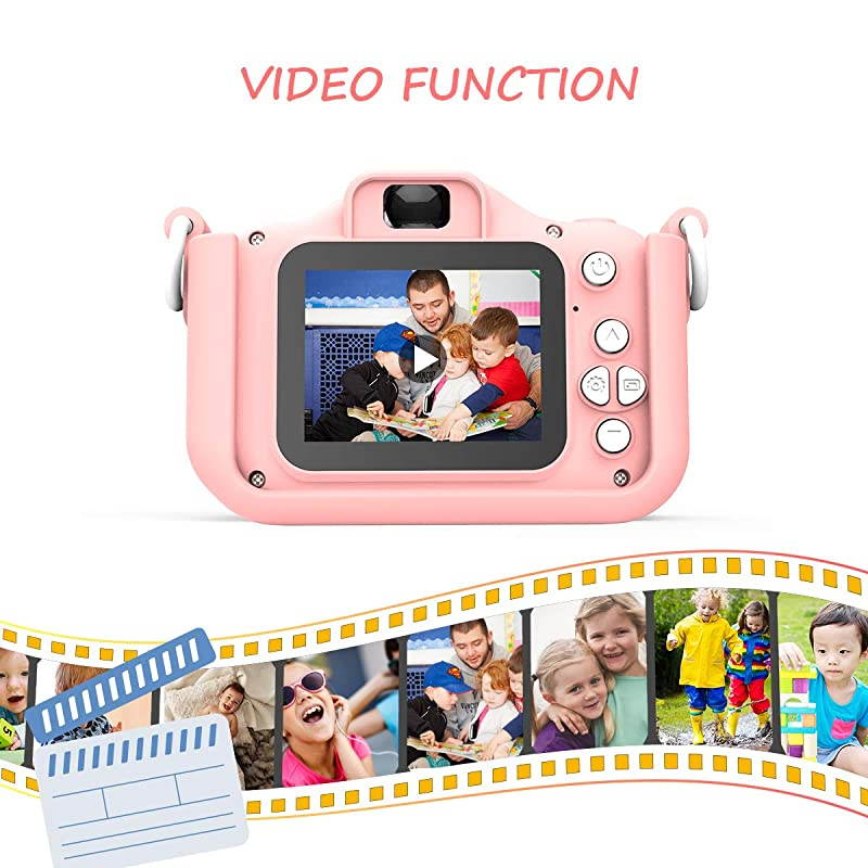 Camera for Girls Digital Dual Camera 20 Inches Screen 1080P Video Camcorder AntiDrop Children Selfie Cartoon Camera for Age 312 Years 32GB Memory Card Included