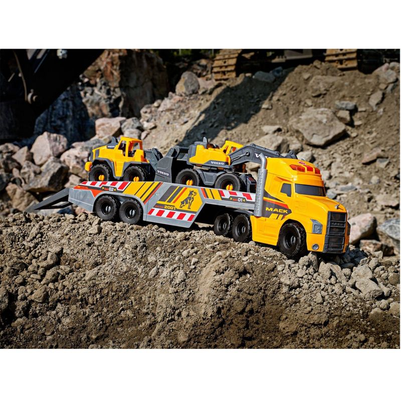 Dickie Toys 28" Mack Truck with 2 Volvo Construction Trucks