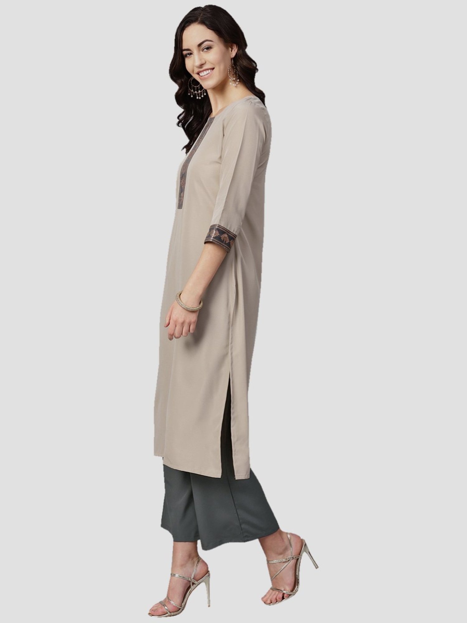 Ziyaa Beige Straight Kurta