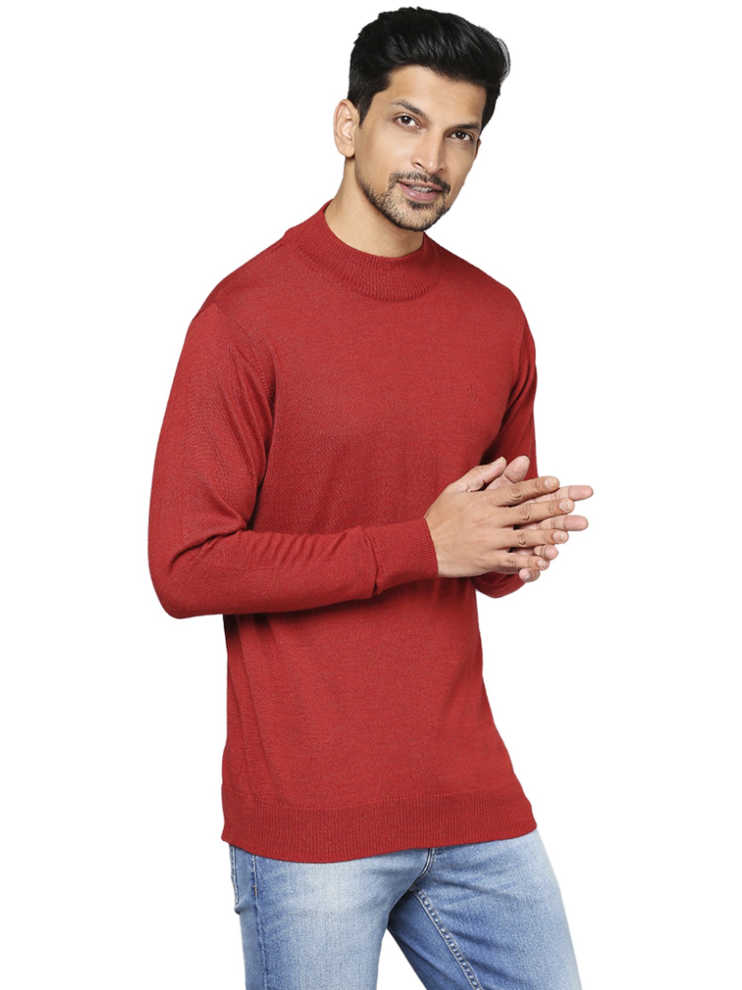 Raymond Red  Regular Fit Sweaters