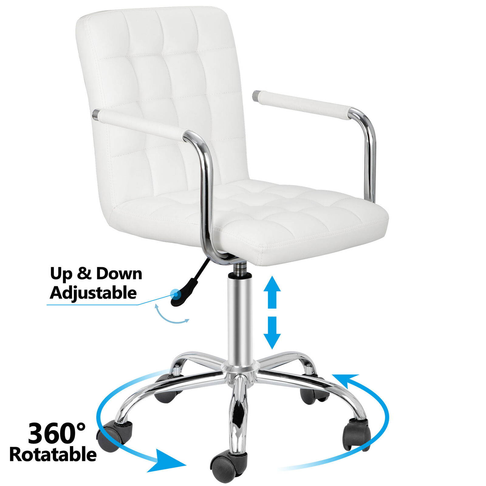Modern Midback Armrests Office Chair Desk Office Chair with Wheels Swivel Chair Adjustable Height