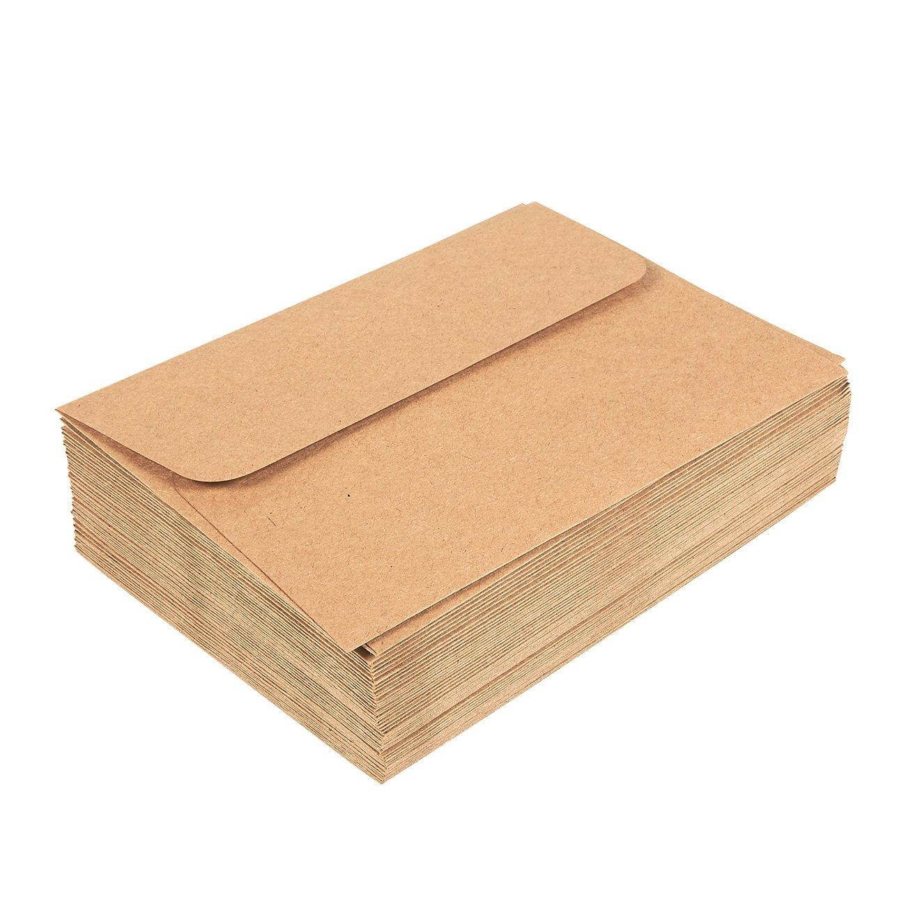 A7 Envelopes for Invitations - 50-Count A7 Invitation Envelopes Bulk, Kraft Paper Envelopes for 5 x 7 Inch Photos, Wedding, Baby Shower, Party Invitations, Square Flap, Brown, 5.25 x 7.25 Inches