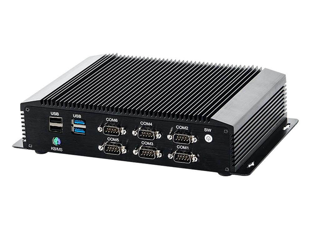 Partaker Fanless Industrial PC,Mini Desktop Computer with Intel Core i7 8550U Quad Core CPU, 4GB Ram 128GB SSD,6xCOM, 4xUSB 3.0, 4xUSB 2.0, 2xLAN, GPIO, LPT, HD Port, VGA, Wi-Fi, PS/2,Windows 10 Pro