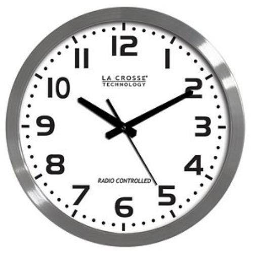La Crosse Technology(R) WT-3161WH 16" Brushed-Metal Atomic Wall Clock
