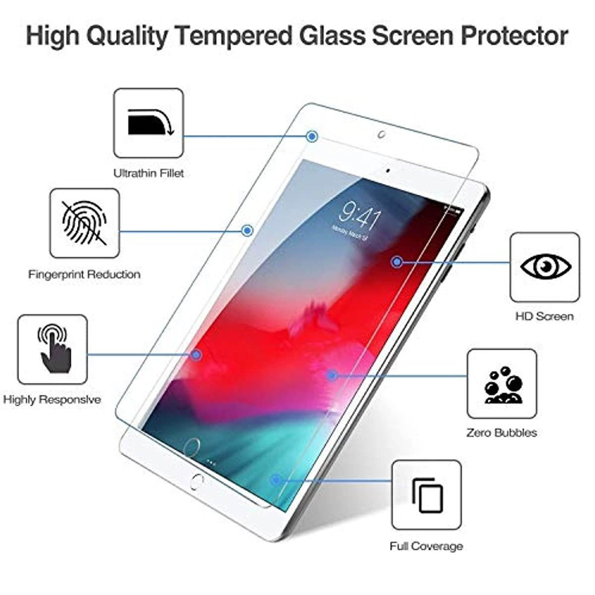 ProCase iPad Air 3 10.5" 2019 / iPad Pro 10.5" 2017 Red Slim Hard Shell Case Bundle with Tempered Glass Screen Protector