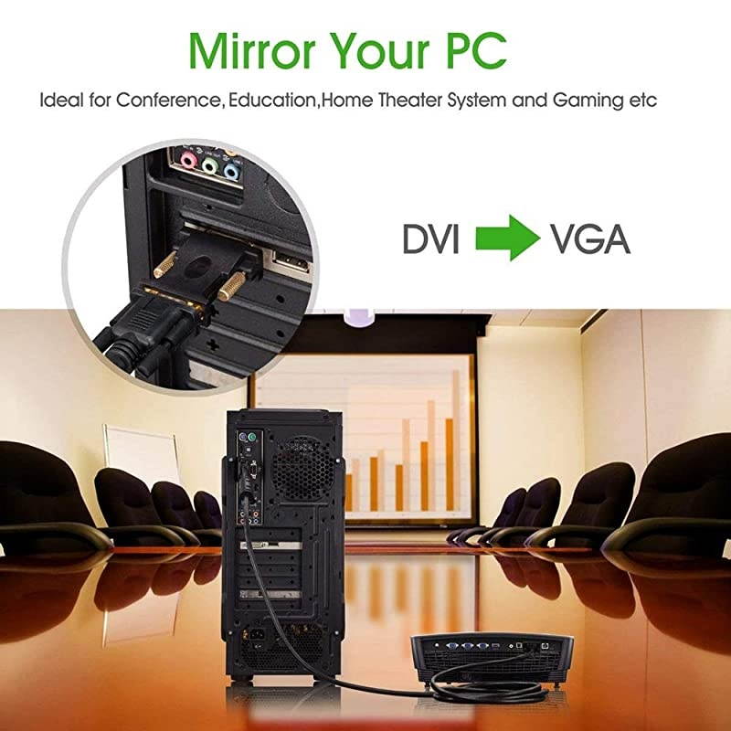 Adapter DVID 24+1 to VGA Upgraded DVI to VGA Male to Female Video Converter for HDTV Monitor Projector Black