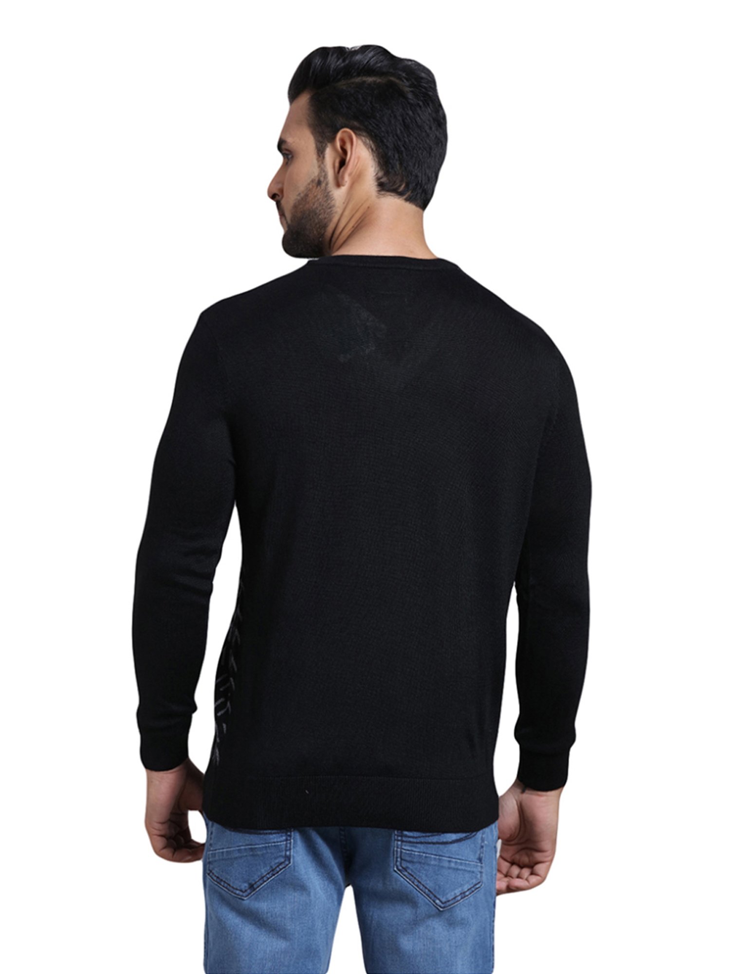 ColorPlus Black Tailored Fit Texture Sweater