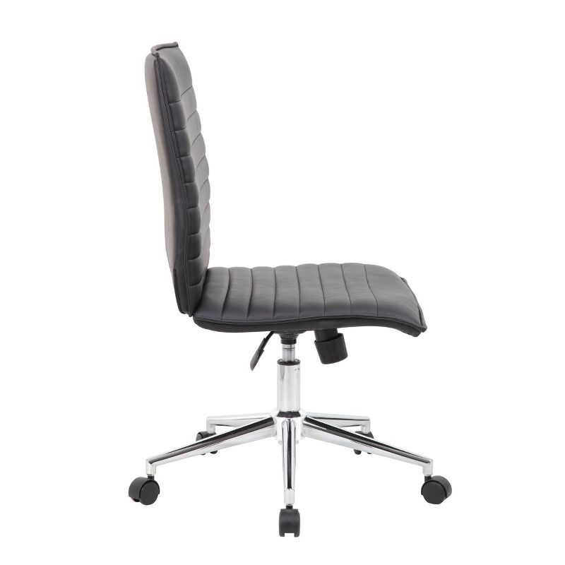 Armless Task Chair Black Vinyl - Boss Office Products