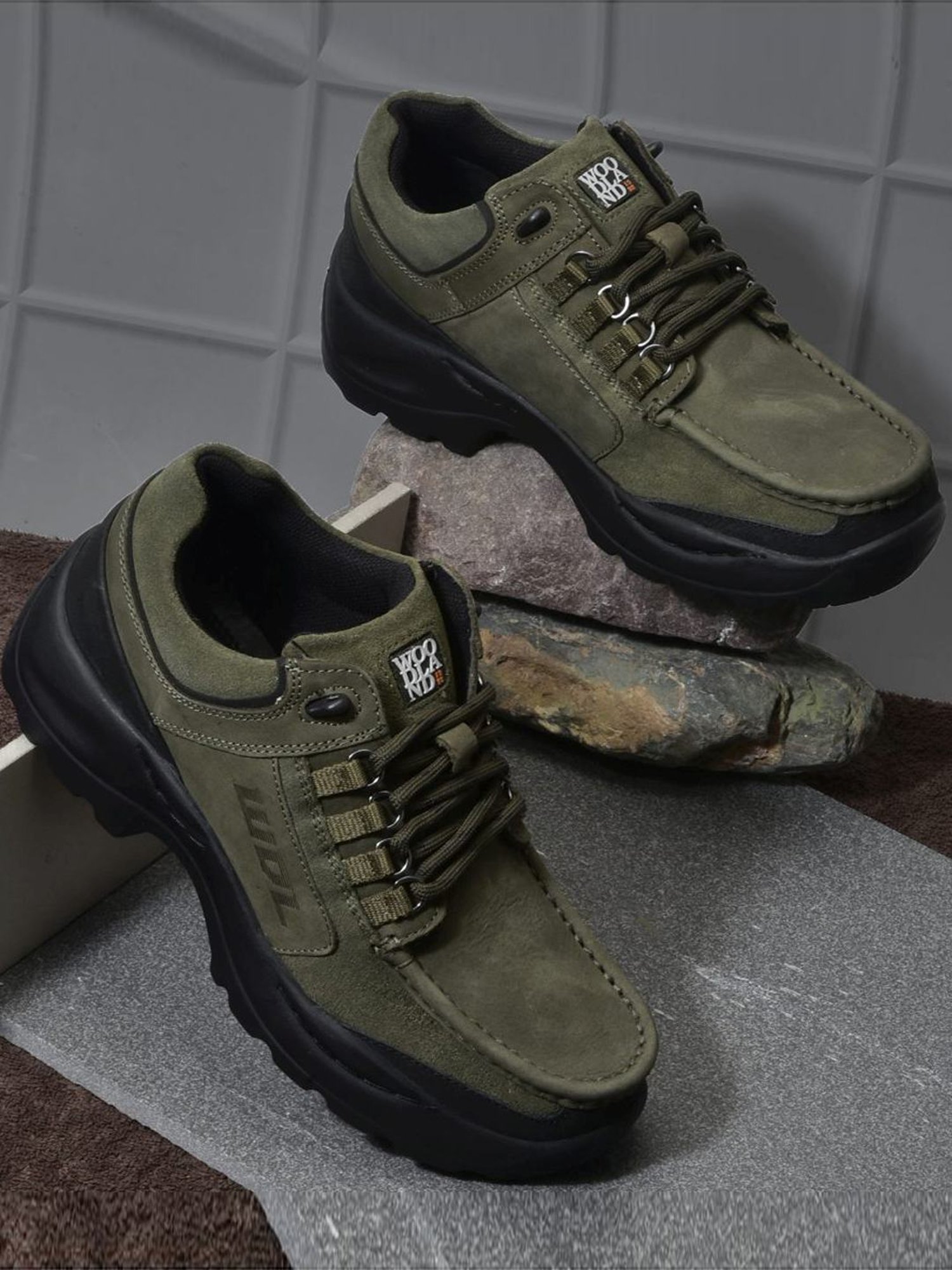 Woodland Men's Olive Derby Shoes