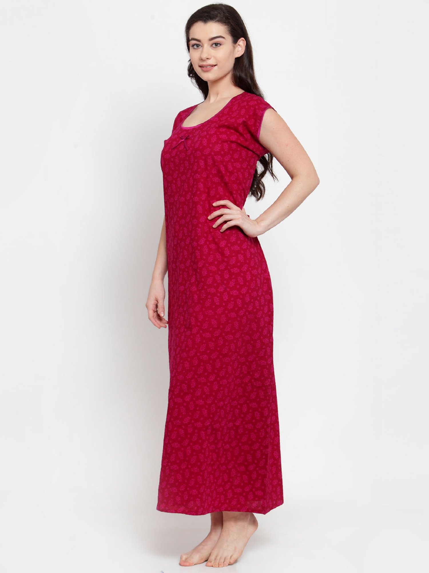 Secret Wish Dark Pink Printed Nighty