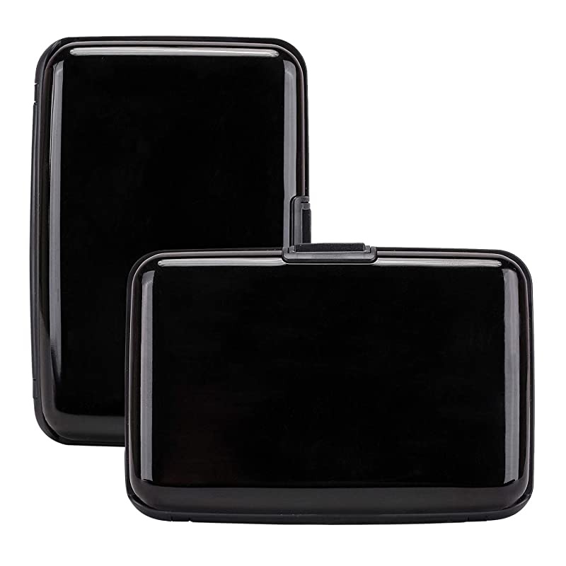 RFID Blocking Business Card Holder Card Organizer Credit Card Protector Aluminum ID Case Slim Metal Wallet for Women or Men Black
