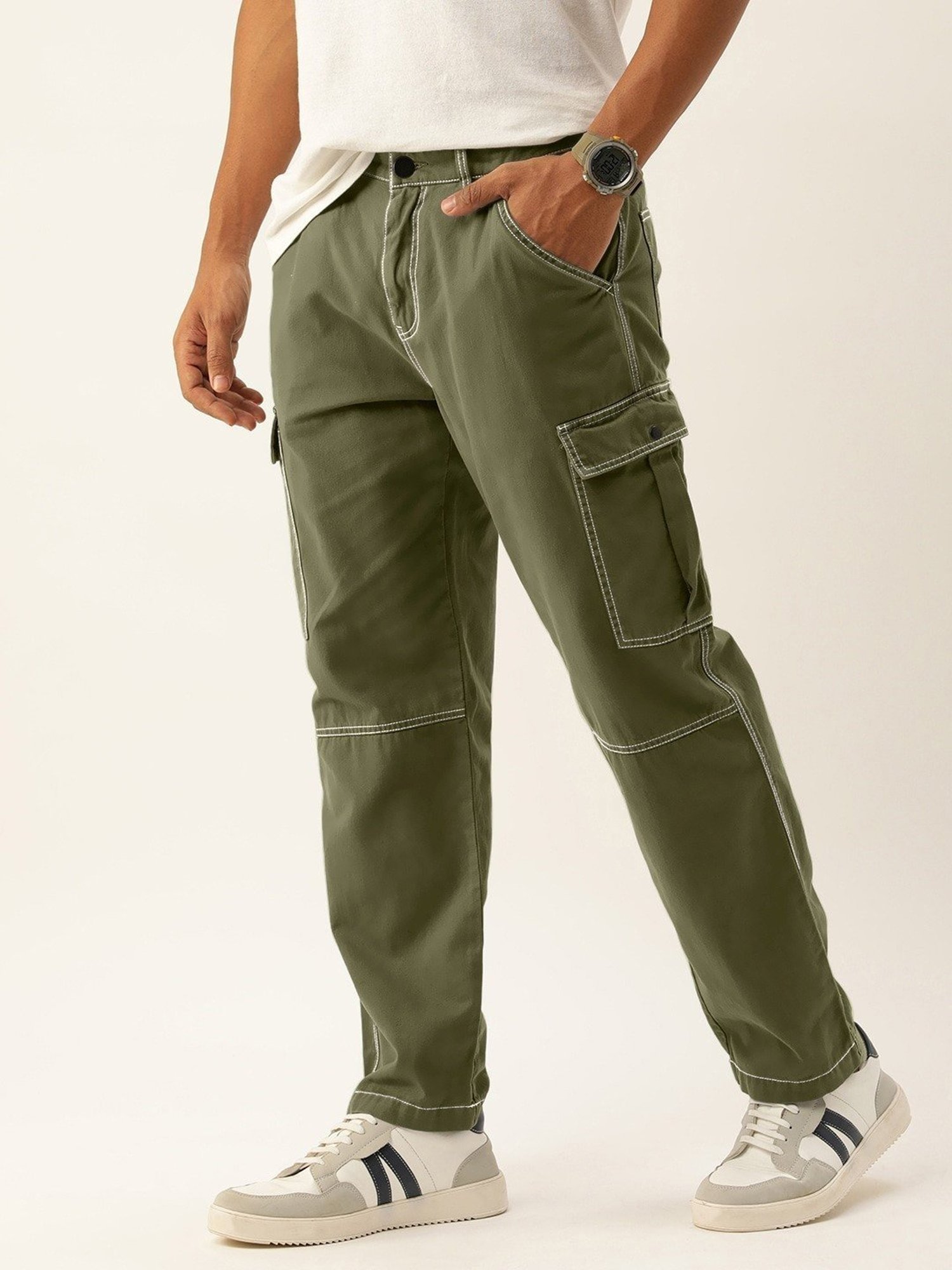 Bene Kleed Olive Cotton Relaxed Fit Cargos