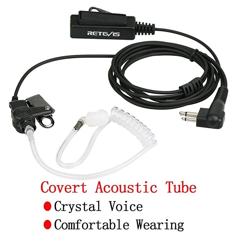 EAM001 Walkie Talkie Earpiece Security Headset with Mic 2 Pin Acoustic Tube for Motorola CP200 GP2000 P1225 Two Way Radios (1 Pack, Black)