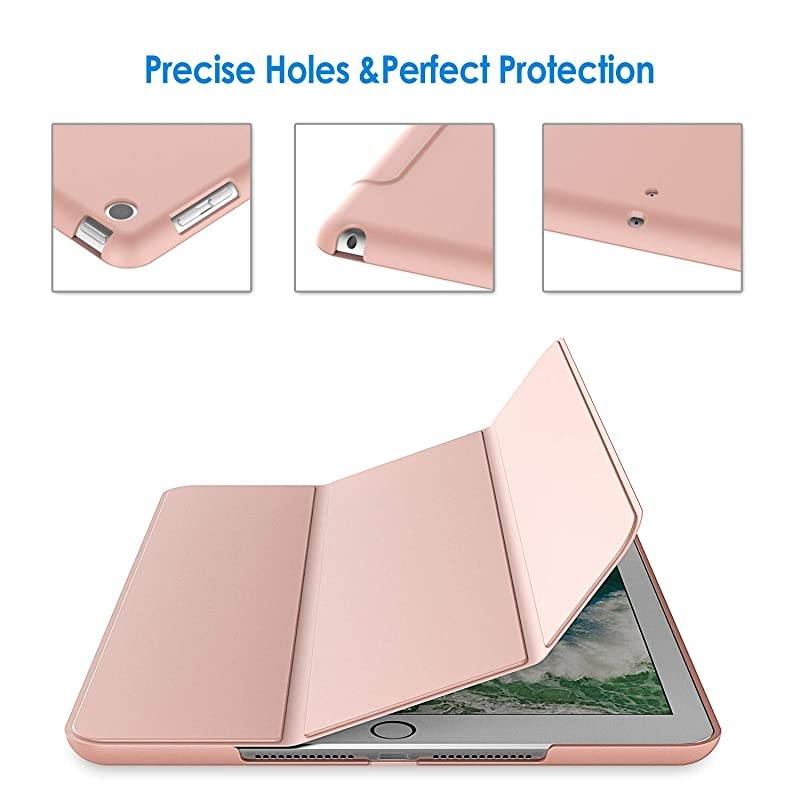 Case for iPad (9.7-Inch, 2018/2017 Model, 6th/5th Generation), Smart Cover Auto Wake/Sleep, Rose Gold