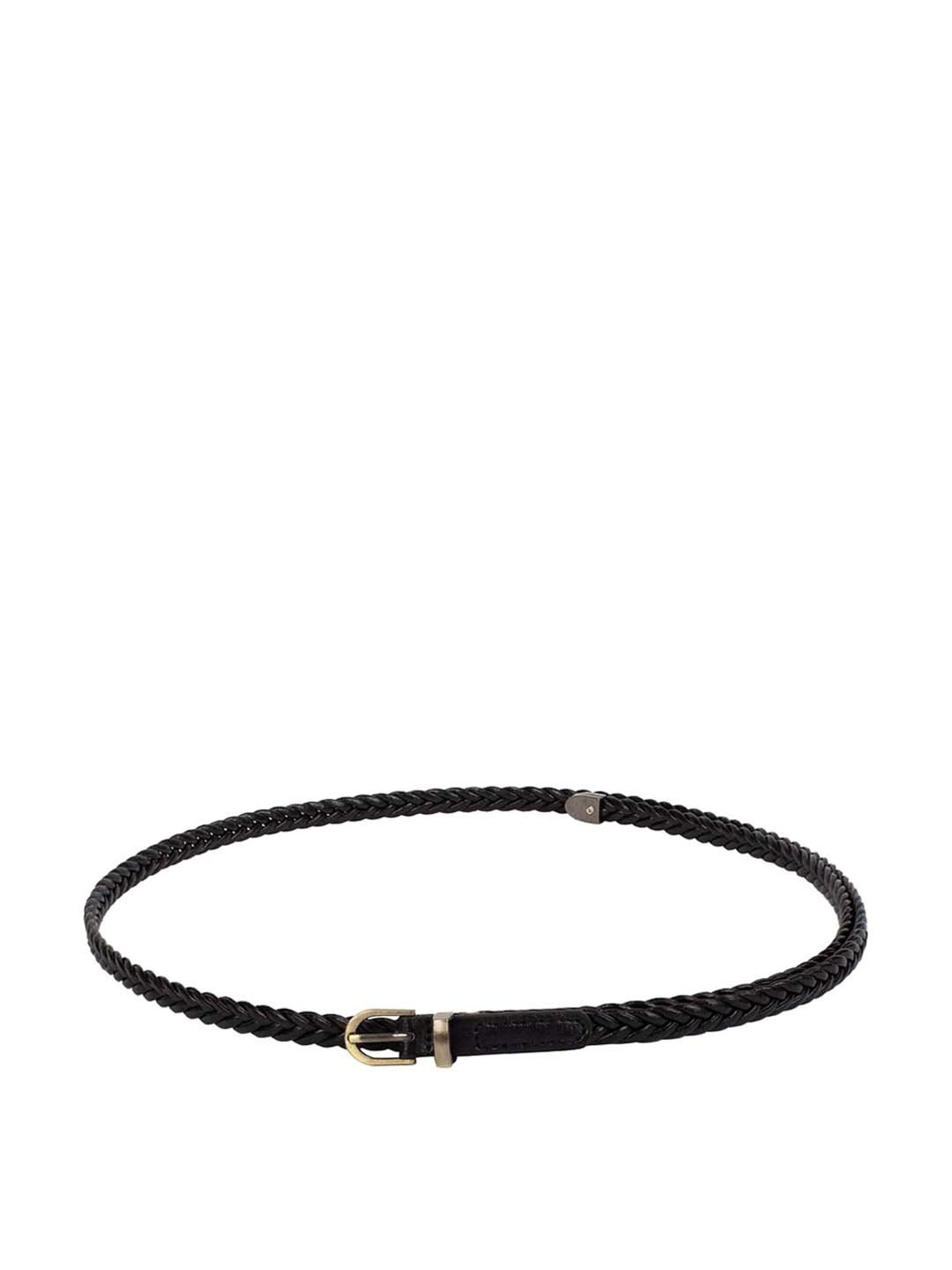 Crusset Black Canvas Narrow Belt for Women