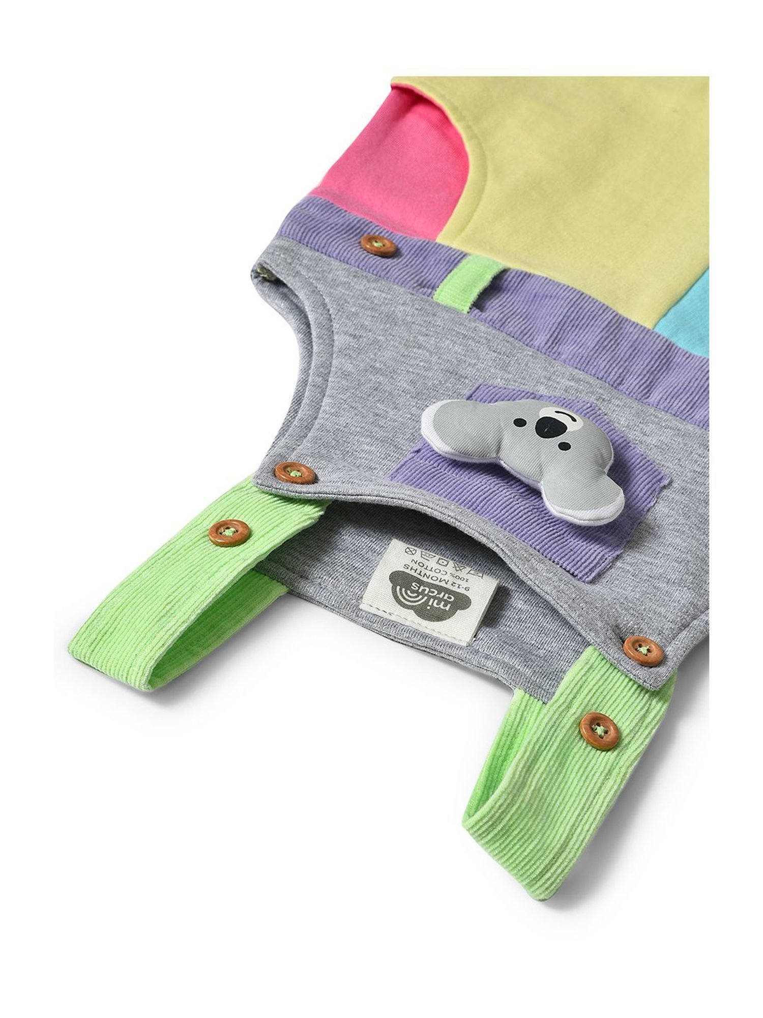 MiArcus Kids Multicolor Cotton Color Block Dungaree