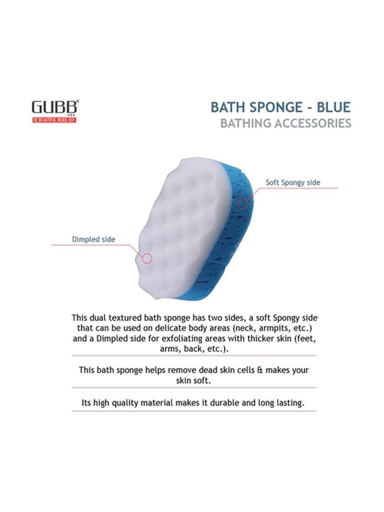 GUBB Dual Massage Bath Sponge Blue - 1 Pc