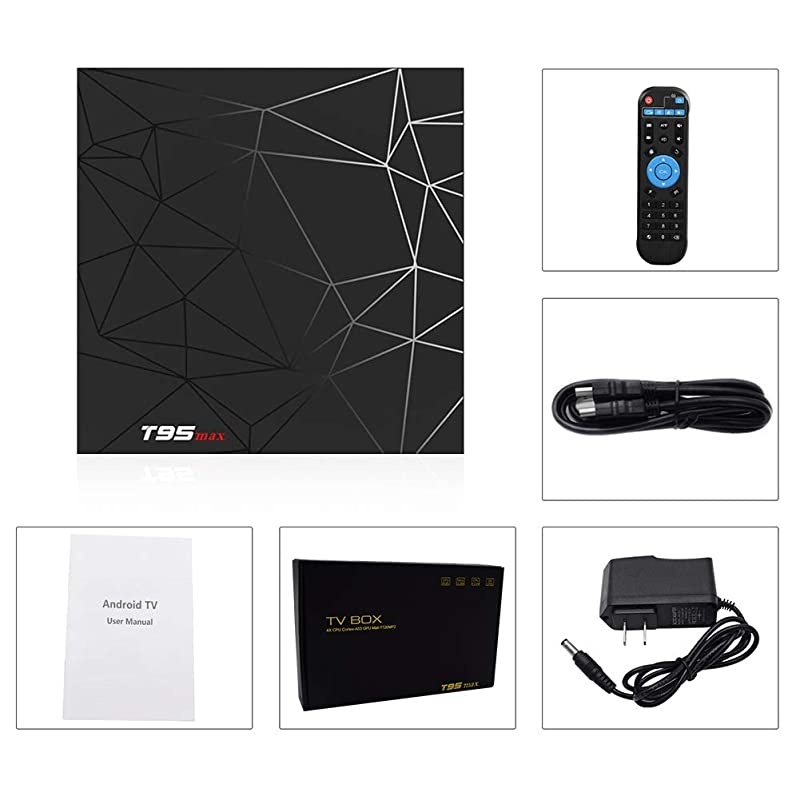 TV Box,  T95 Max Android 9.0 TV Box Chip H6 Quad-core Cortex-A53 4GB RAM 32GB ROM Smart TV Box 3D 6K Ultra HD H.265 2.4GHz WiFi Ethernet HD [2019 Newest]