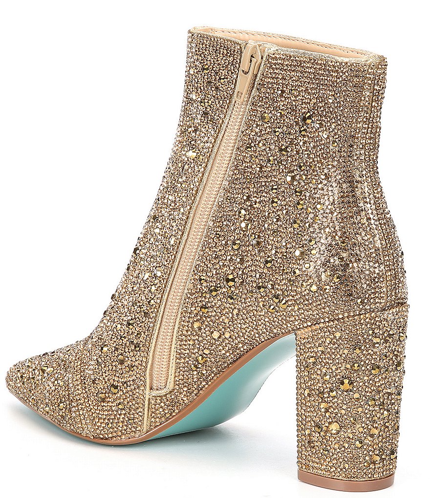 Blue by Betsey Johnson Cady Rhinestone Embellished Block Heel Booties
