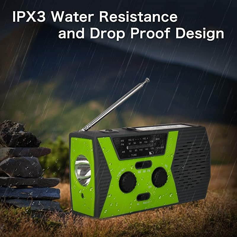 2020 Upgraded Emergency Solar Hand Crank Radio  Hand Crank AMFMNOAA Weather Radio with Flashlight Reading Lamp 2000mAh Power BankUSB Cell Phone Charger and SOS Alarm
