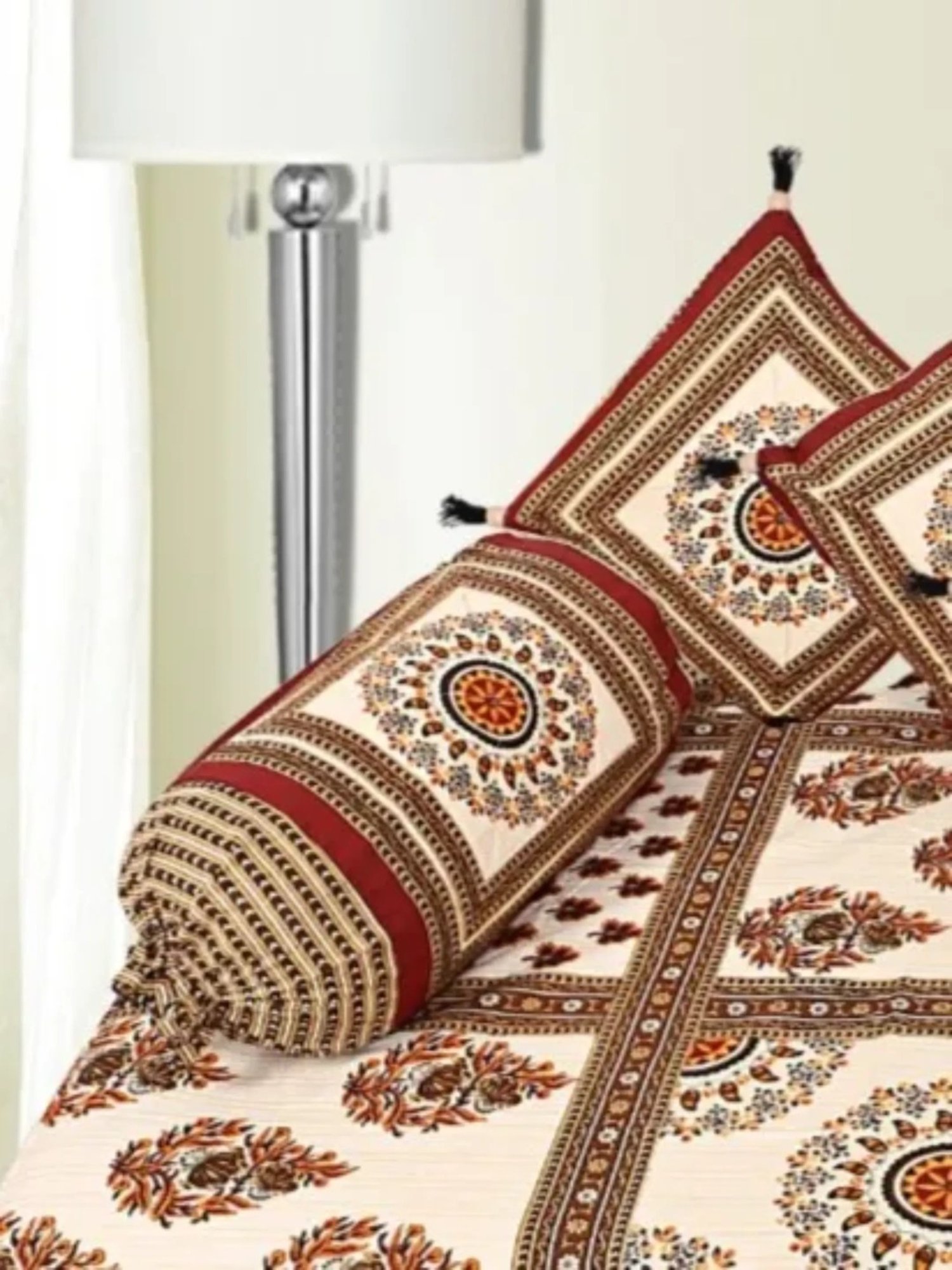 Maspar Blue Cotton 200 TC Reversible Duvet Cover Set