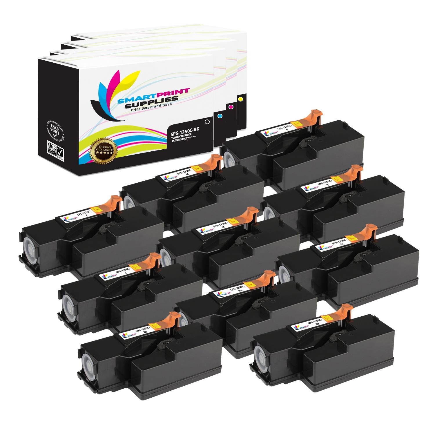 Smart Print Supplies Compatible Toner Cartridge Replacement for Dell 1250C 1350CNW 1355CN 1355CNW, C1760NW C1765NFW Printers (Black, Cyan, Magenta, Yellow) - 10 Pack