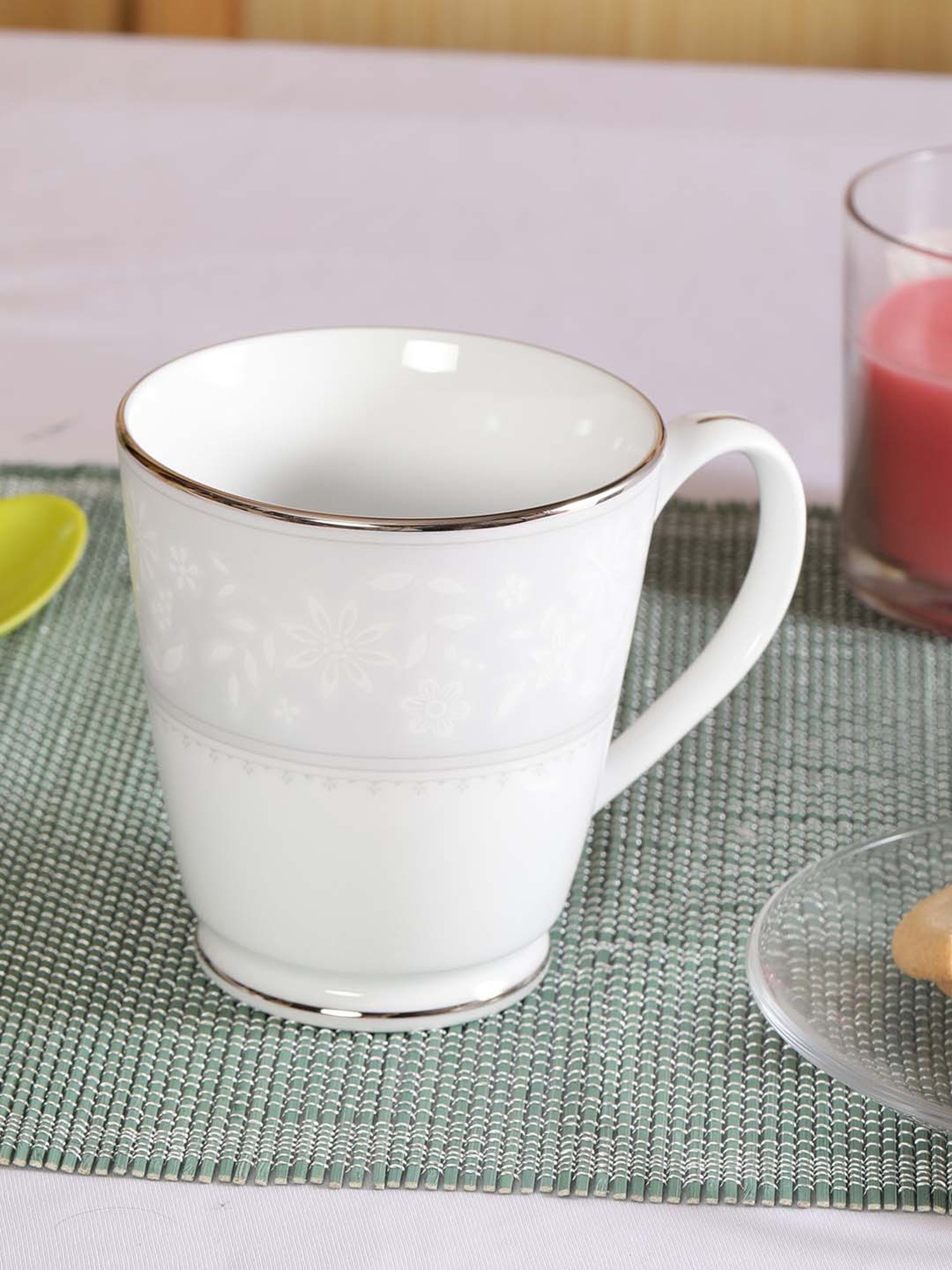 NORITAKE Hearth Off-White & Light Grey Porcelain WINTER SONATA Milk Mug (0.37 L) - Set of 1