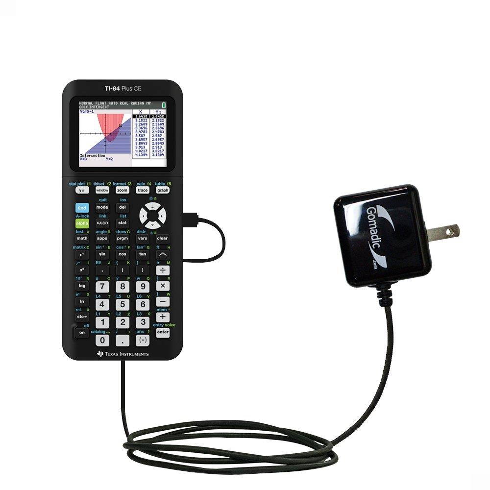 Gomadic High Output Home Wall AC Charger designed for the Texas Instrument TI-84 Plus CE with Power Sleep technology - Intelligently designed with Gomadic TipExchange