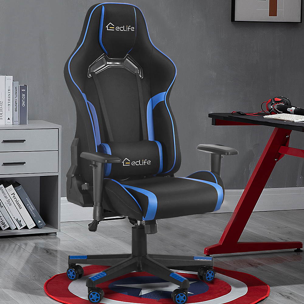 Eclife Ergonomic Recliner Massage Lumbar Support Padded Armrest Tilt Rock and Headrest Video Computer Gaming Chair