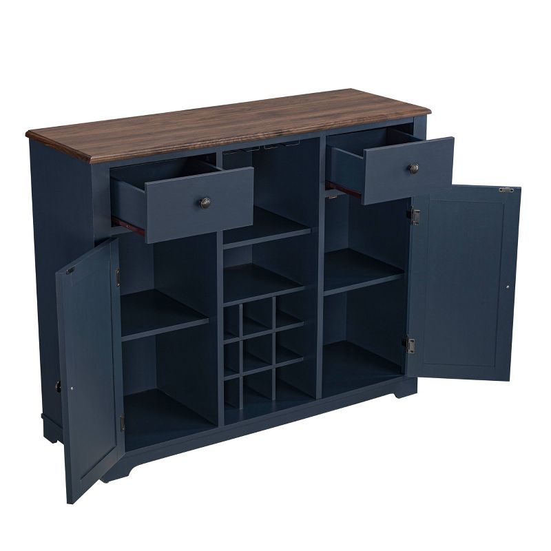 47" Wood Bar Cabinet with Brushed Nickel Knobs Navy - Home Essentials