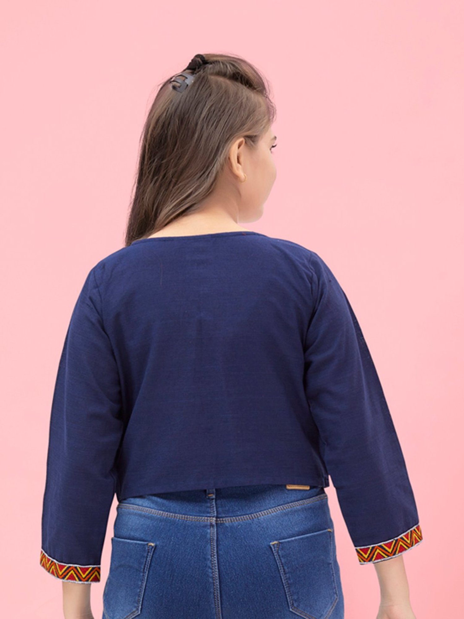 Aarika Kids Navy Embroidered Jacket