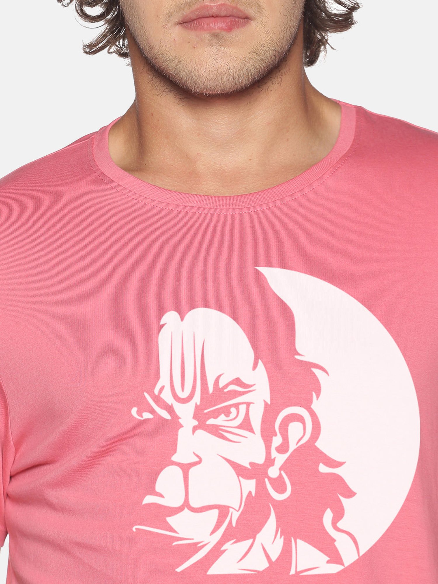 BLACK RADIO Pink Slim Fit Printed Cotton Crew T-Shirt