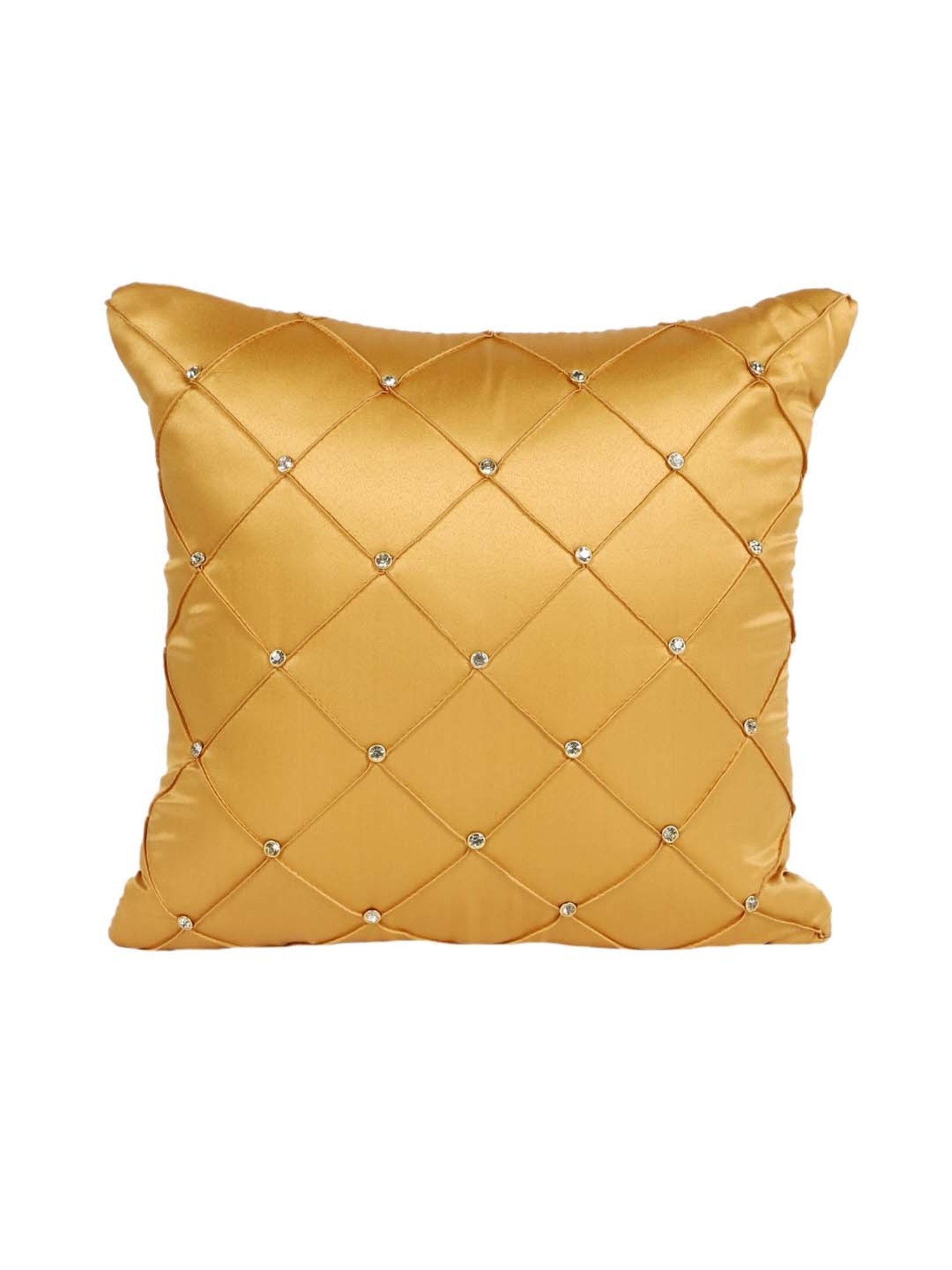 MFD HOME Furnishing Beige Satin Cushion Cover - Set of 1