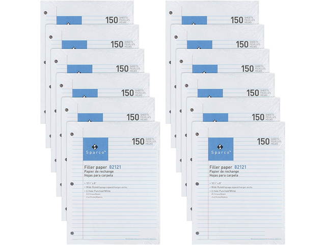 Sparco 82121BD Filler Paper, 10.50" x 8.00", 150 Sheets/each