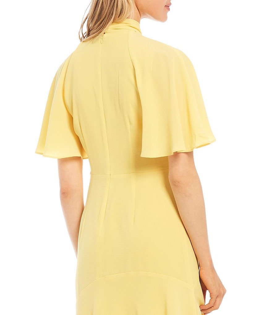 Maggy London Asymmetrical Crepe Midi Stretch Dress