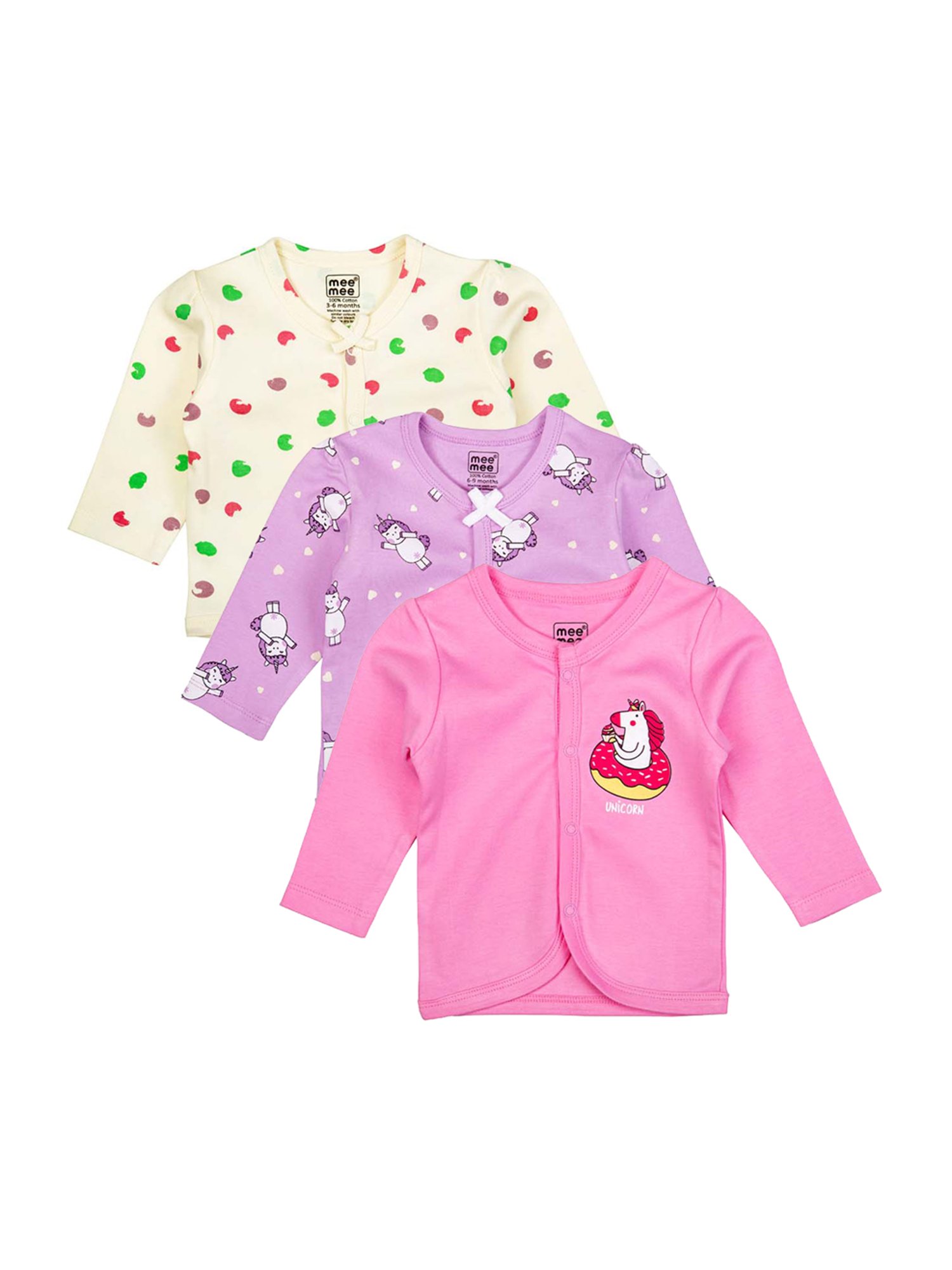 Mee Mee Kids Multicolor Cotton Printed Jablas - Pack of 3