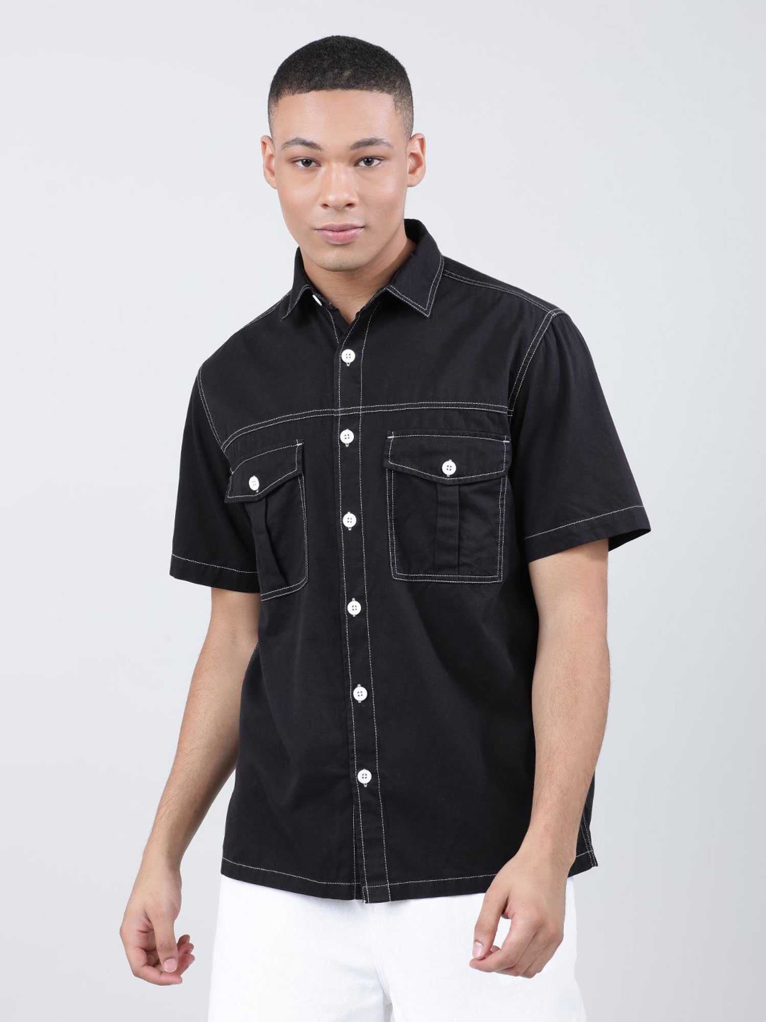 Bene Kleed Black Relaxed Fit Cotton Shirt
