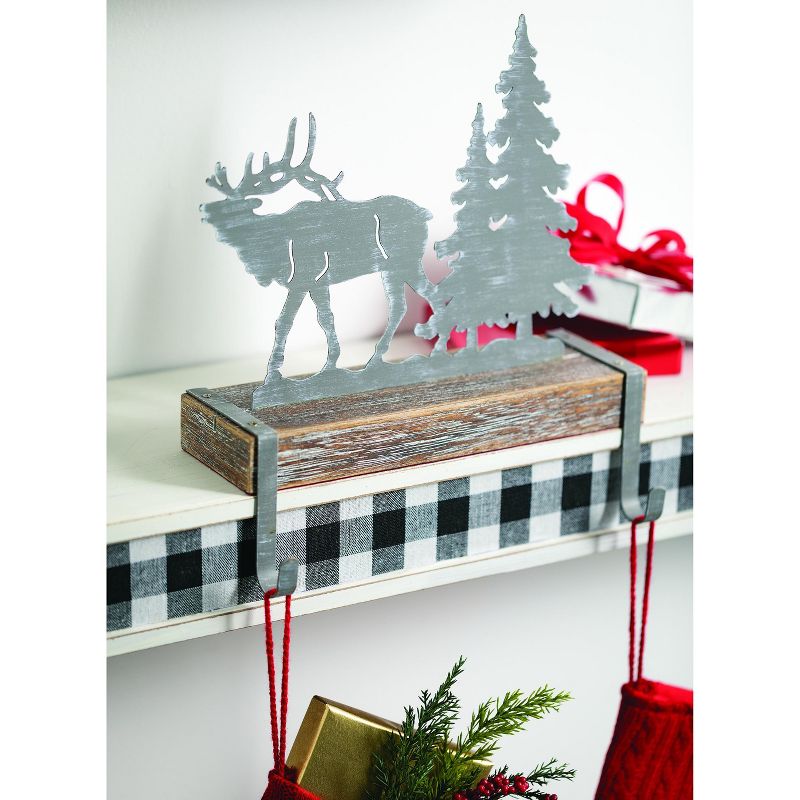 Sullivans Deer Scene Iron Stocking Hanger 4.5"H Multicolored