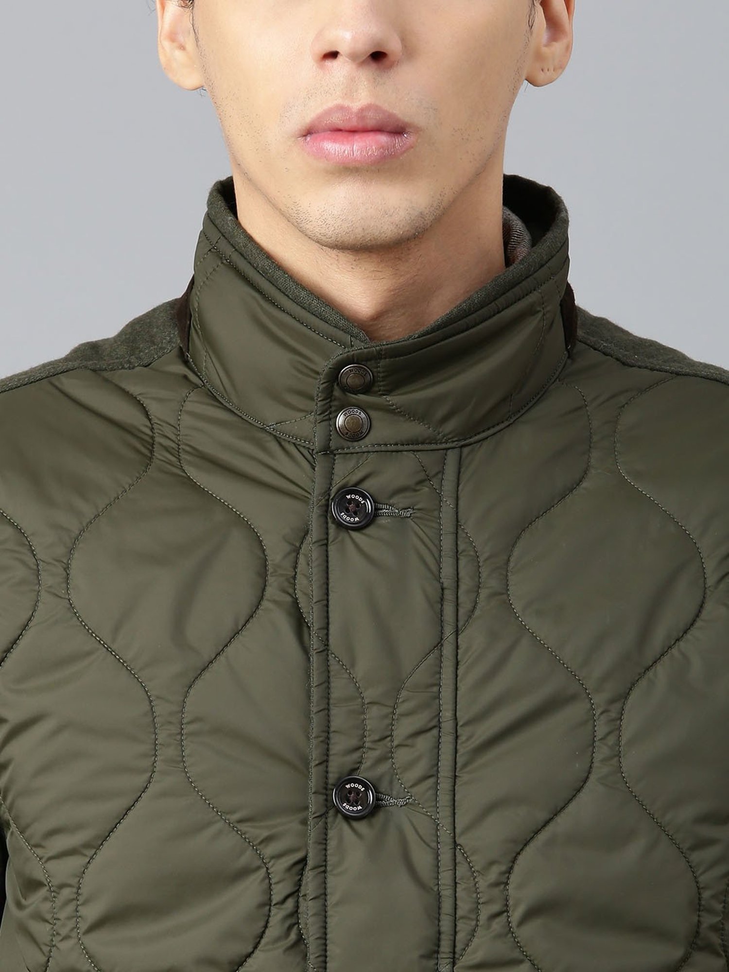 Woods Olive Regular Fit Quilted Jacket