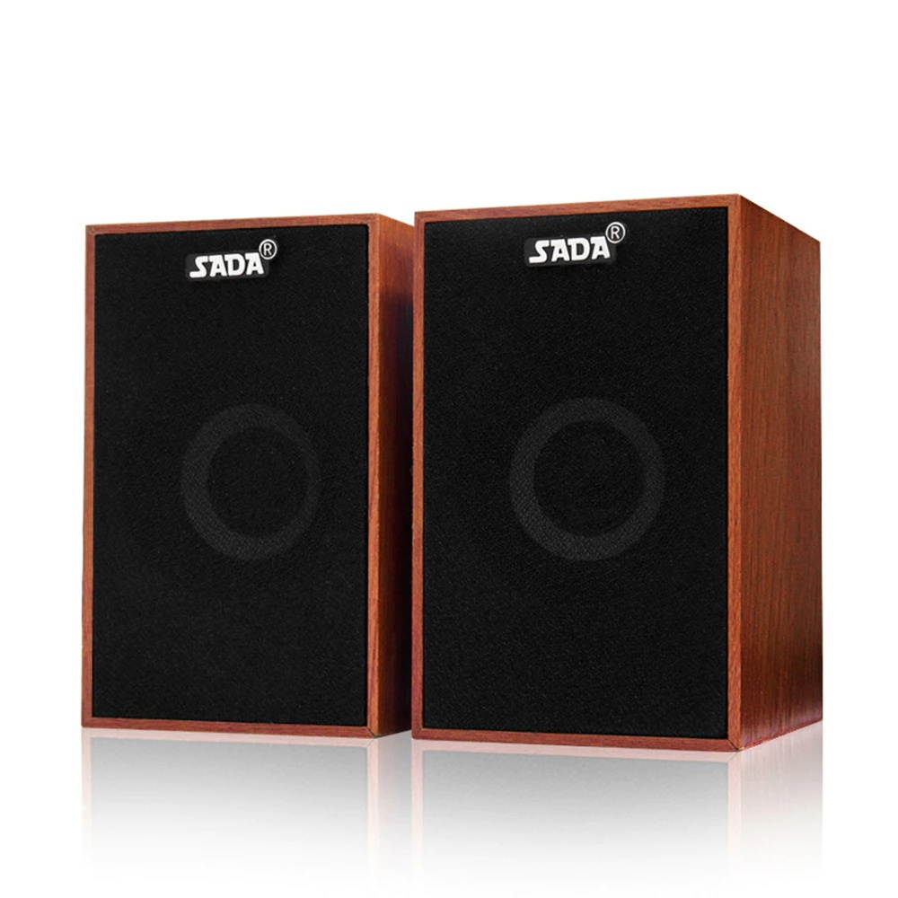 SADA V-160  Wired Speakers Computer Wood Subwoofer Speakers with 3.5mm Stereo for PC Desktop Laptop Notebook Music Player
