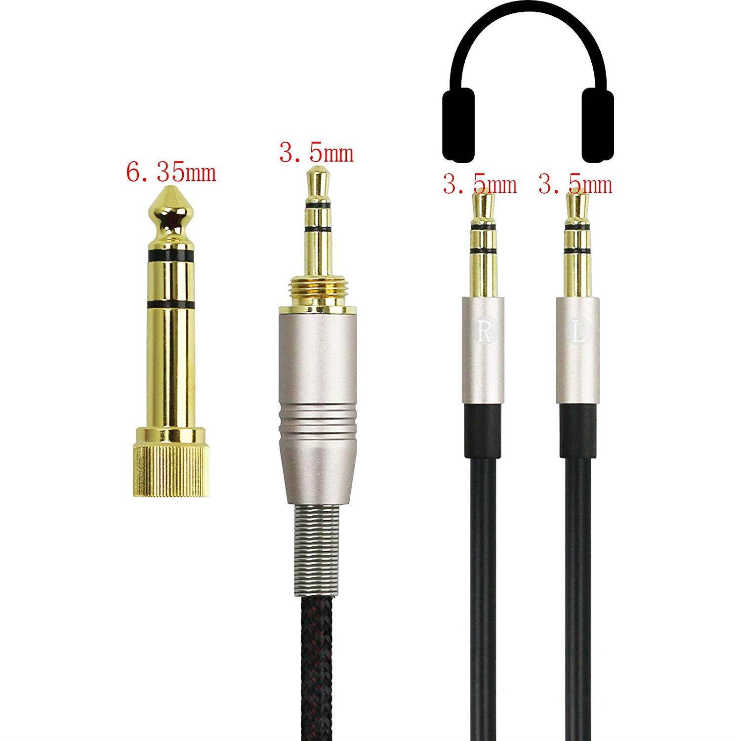 NEW NEOMUSICIA Replacement Cable Compatible with Hifiman HE4XX, HE-400i (The Latest Version with Both 3.5mm Plug) Headphones 3.5mm & 6.35mm to Dual 3.5mm Jack Male Cord 2m/6.6ft