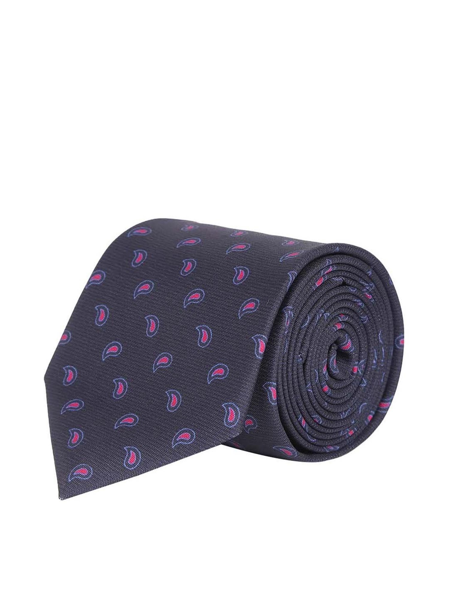Tossido Black Woven Necktie With Pocket Square and Cufflinks
