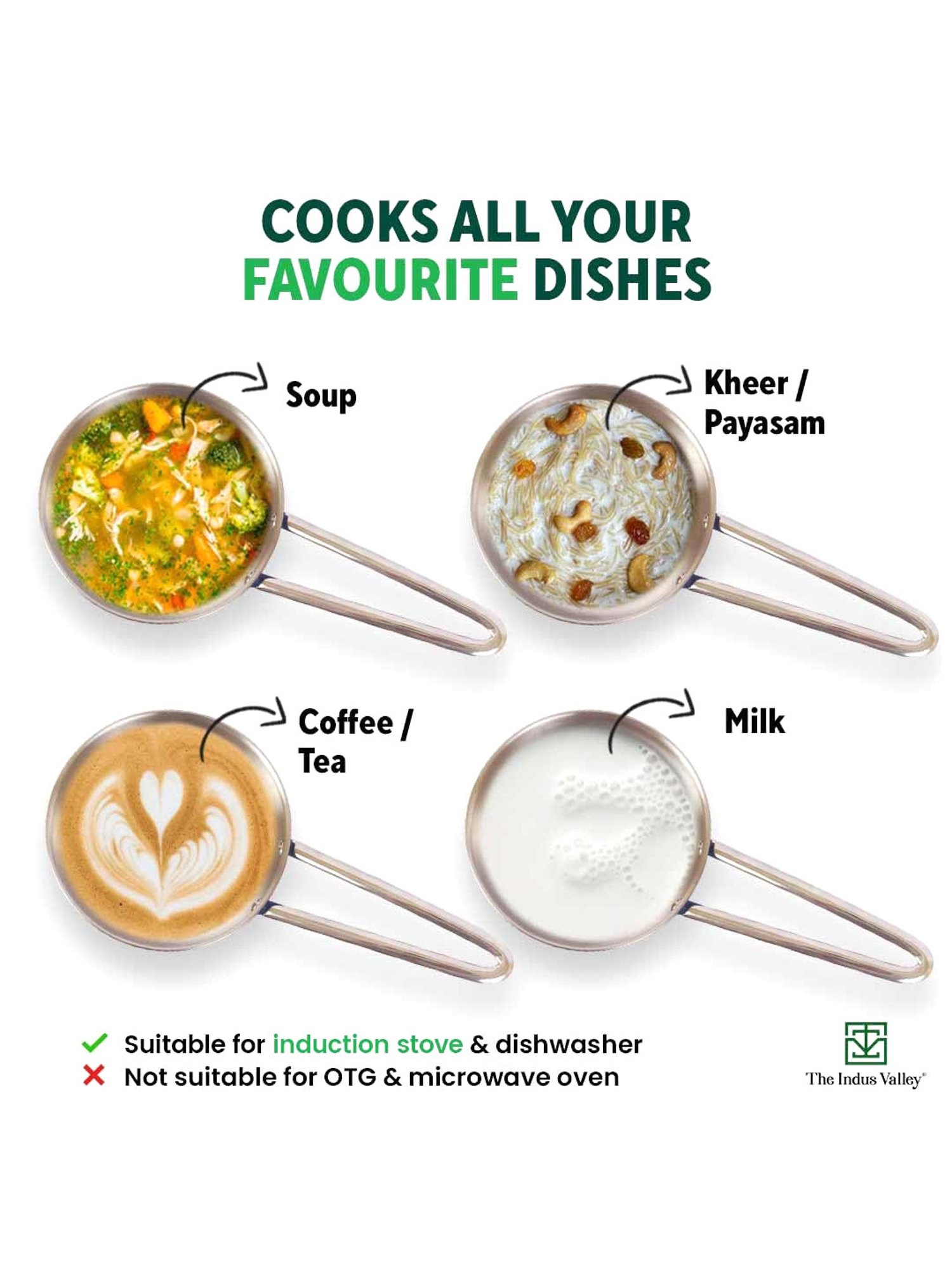 The Indus Valley Silver Stainless Steel Sauce Pan with Glass Lid (Dia:18.7cm, 1.4L)